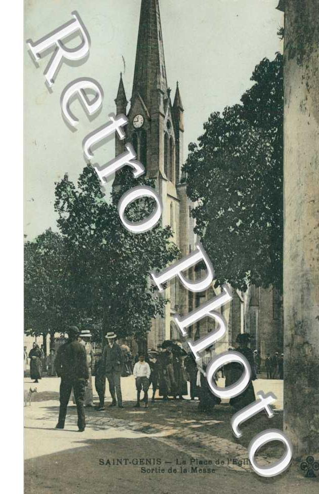 la place de l'eglise Sortie de la messe (carte couleur)