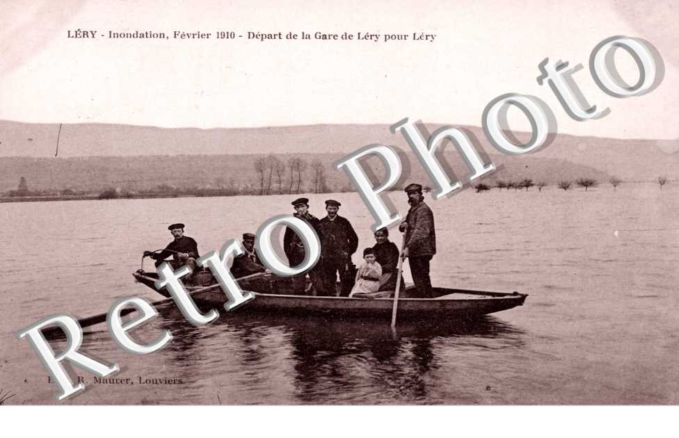 Depart de la Gare de Levy pour Lery, Inondation Fevrier 1910