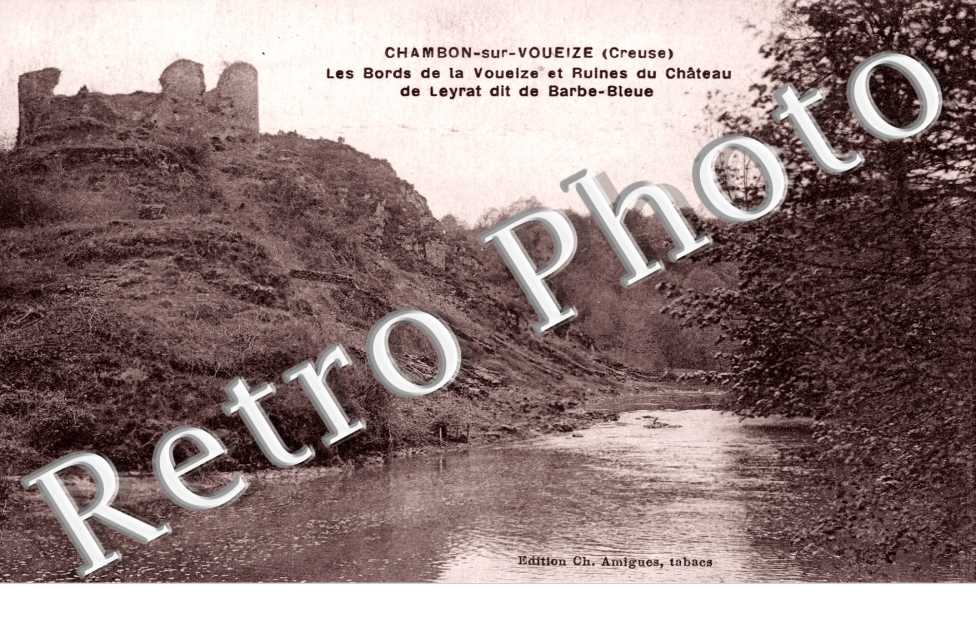 Bords de la Voueize et ruines du chateau de Leyrat dit Barbe bleue