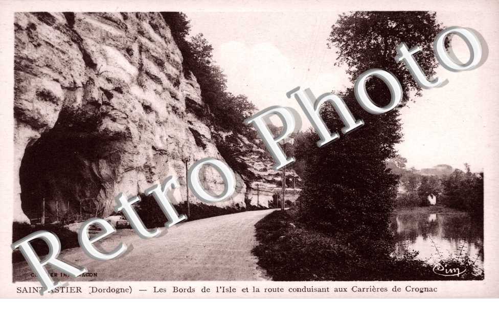 Bords de l'Isle  et la route conduisant aux carrieres de Crognac