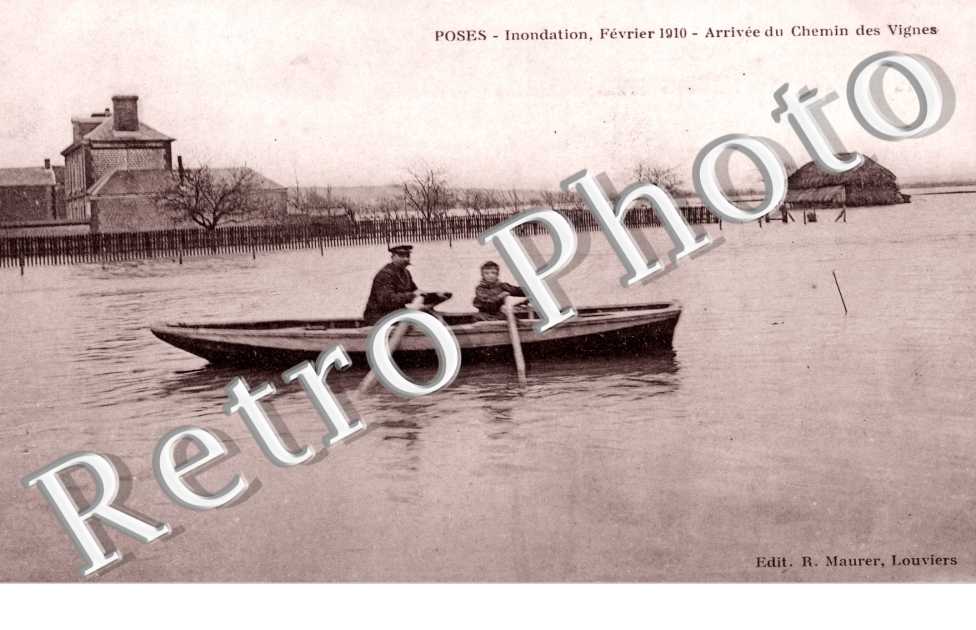 Inondation devrier 1910 - arrivee du chemin des vignes