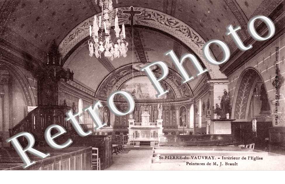 interieur de l'eglise, peinture de M.J. Brault