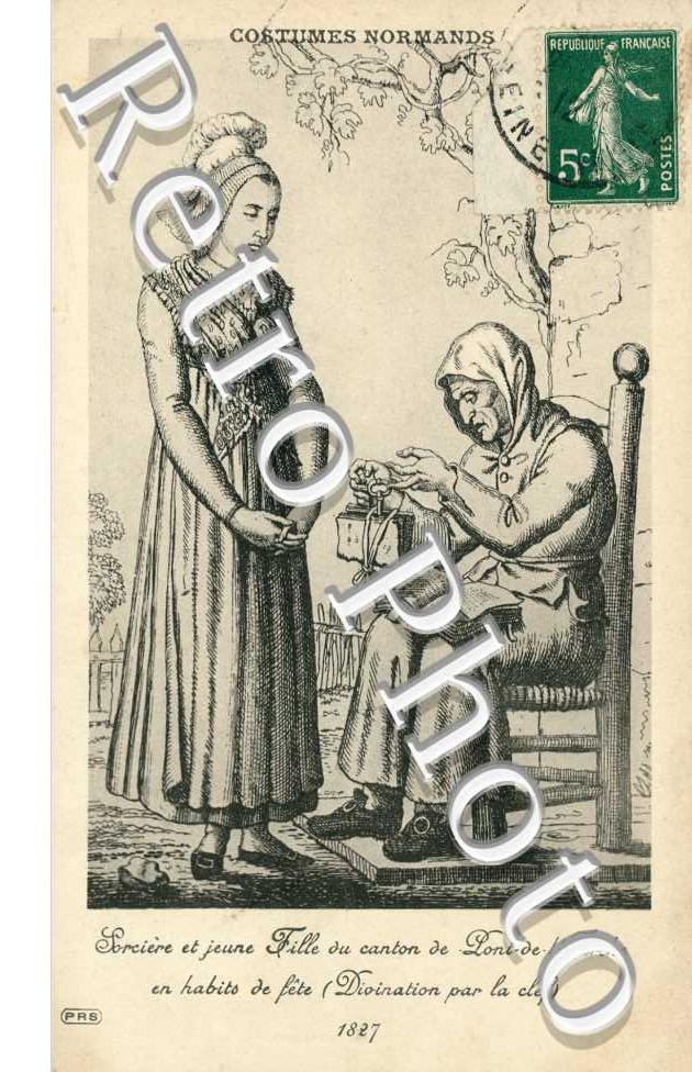 Sorciere et jeune fille du canton en habits de fete