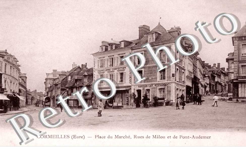 place du marche , rues de Malou et de Pont Audemer