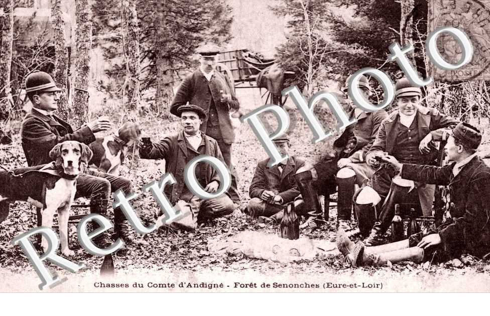 chasses du comte d'andigne, rond de monsieur, dejeuner des piqueurs apres le pied
