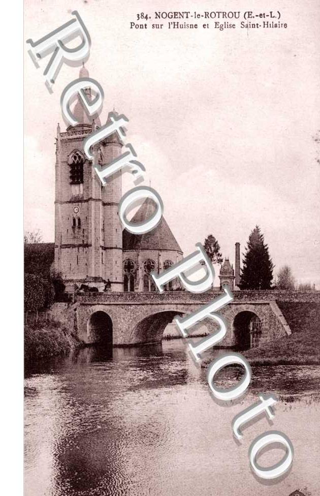 Pont sur l'Huisne et Eglise Saint Hilaire