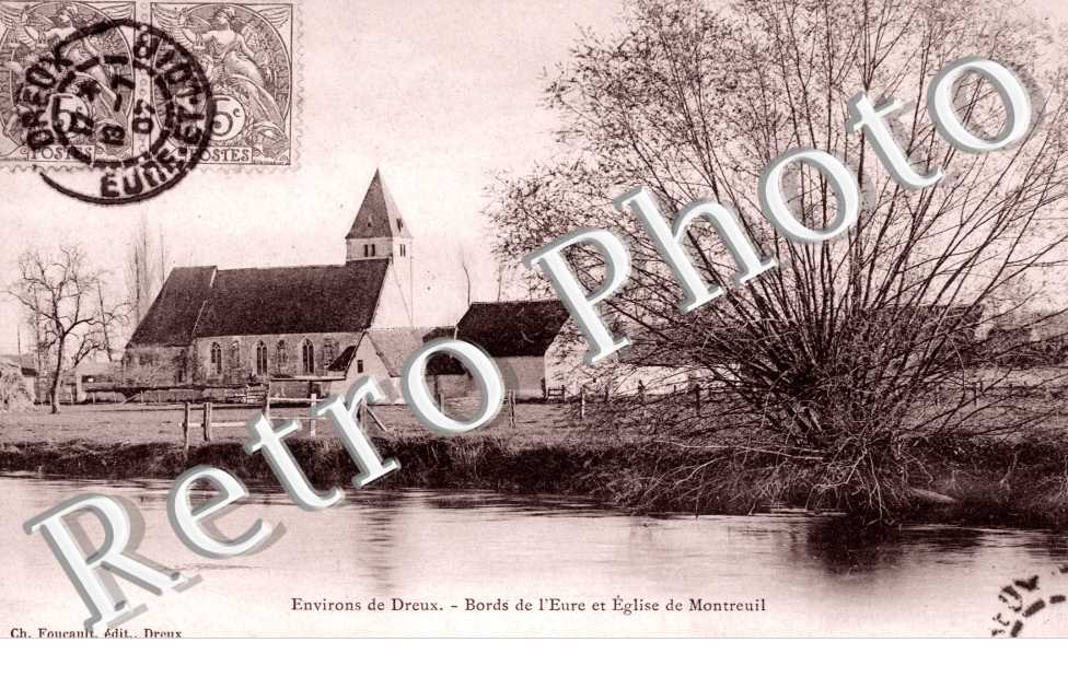 bords de l' Eure et eglise de Montreuil