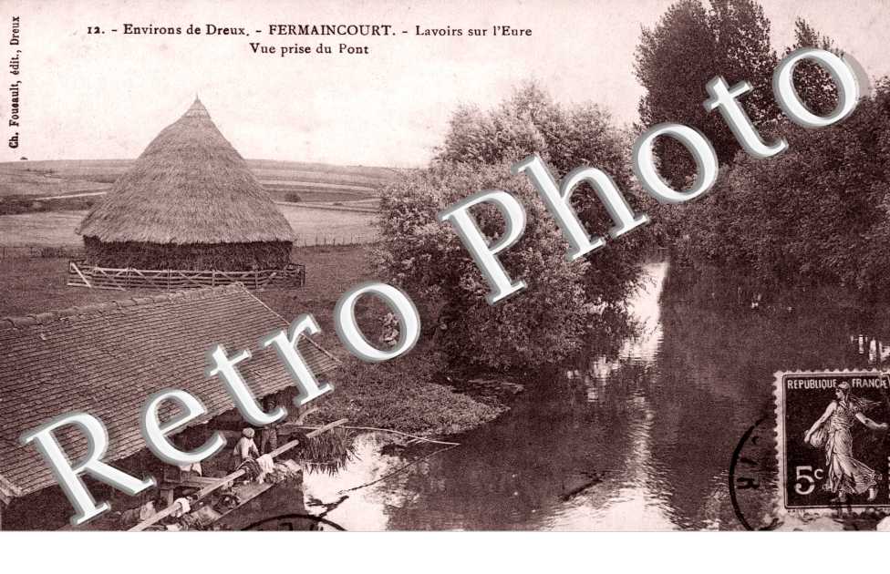 Fermaincourt, lavoirs sur l' Eure, vue prise du pont