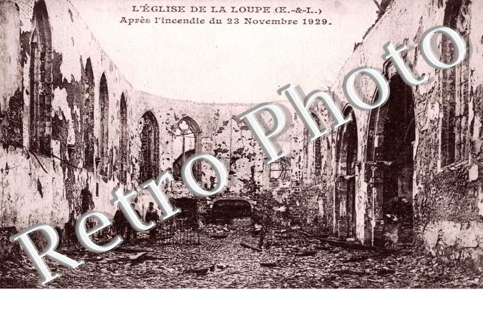 l'eglise, apres l'incendie du 23 novembre 1929