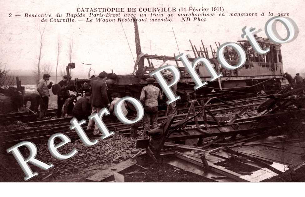 Catastrophe du train le 14 fevrier 1911, le Wagon Restaurant incendie