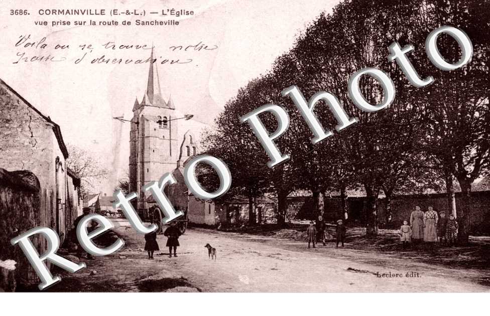 l'eglise vue prise sur la route de Sancheville