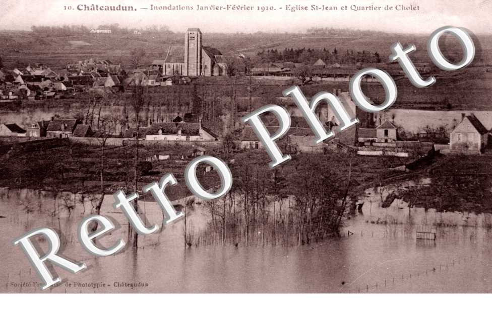 Inondations 1910, Panorama de St Jean et Quartier de Cholet