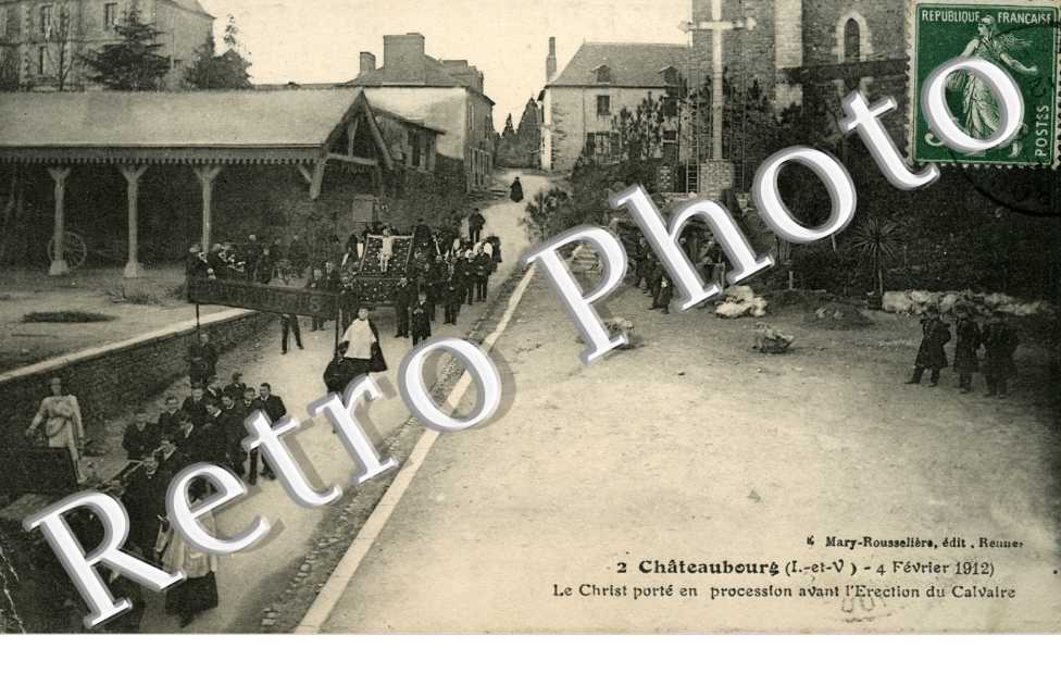 le christ porte en procession avant l'erection du calvaire 4 fevrier 1912