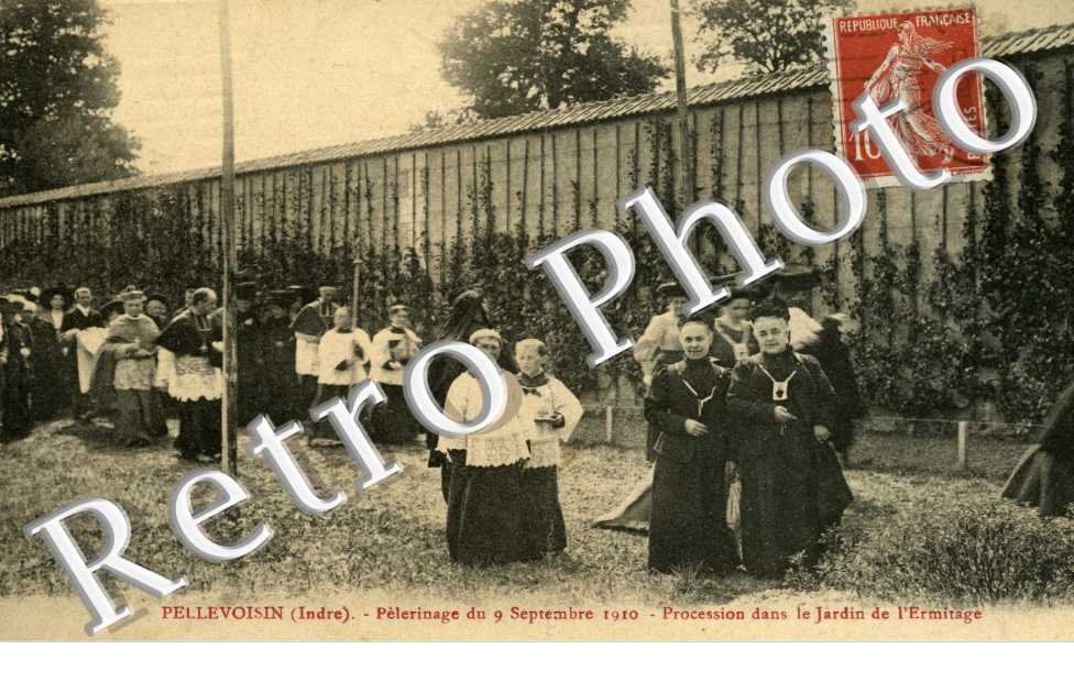 Pelerinage du 9 septembre 1910 - procession dans le jardin de l'ermitage