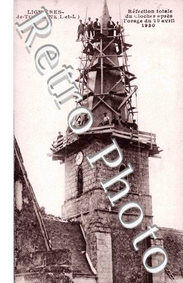 Refection totale du Clocher apres l'orage du 29 avril 1930