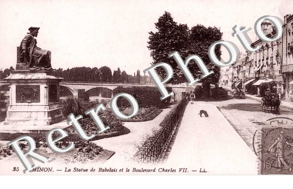 Statue de Rabelais et le Boulevard Charles VII