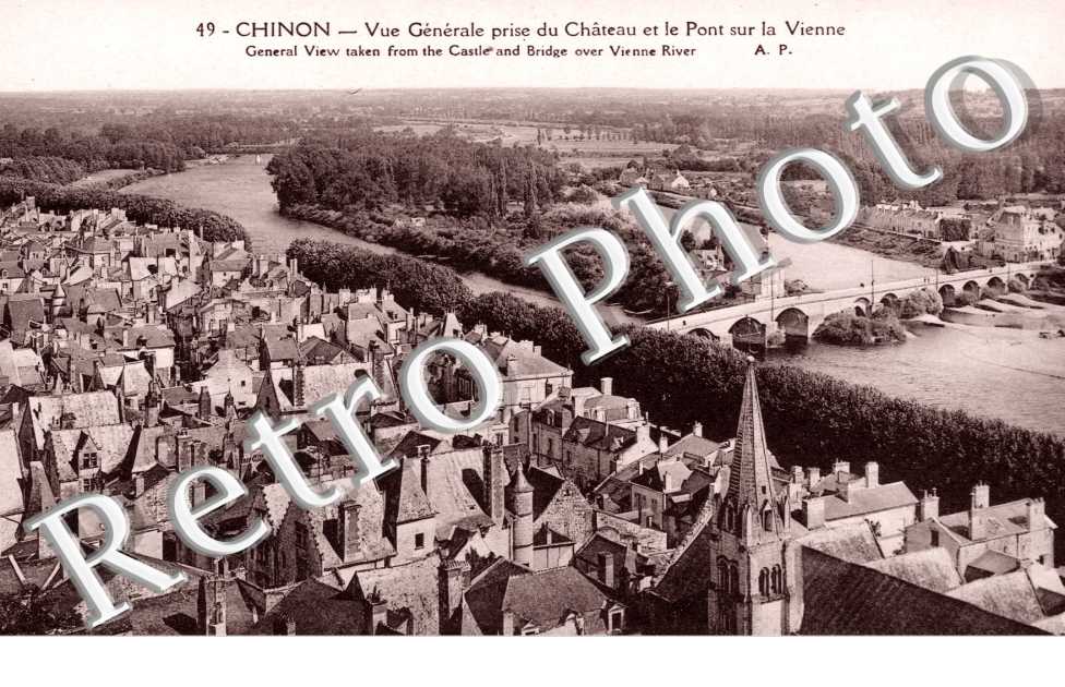 Vue Generale prise du Chateau et le Pont sur la Vienne