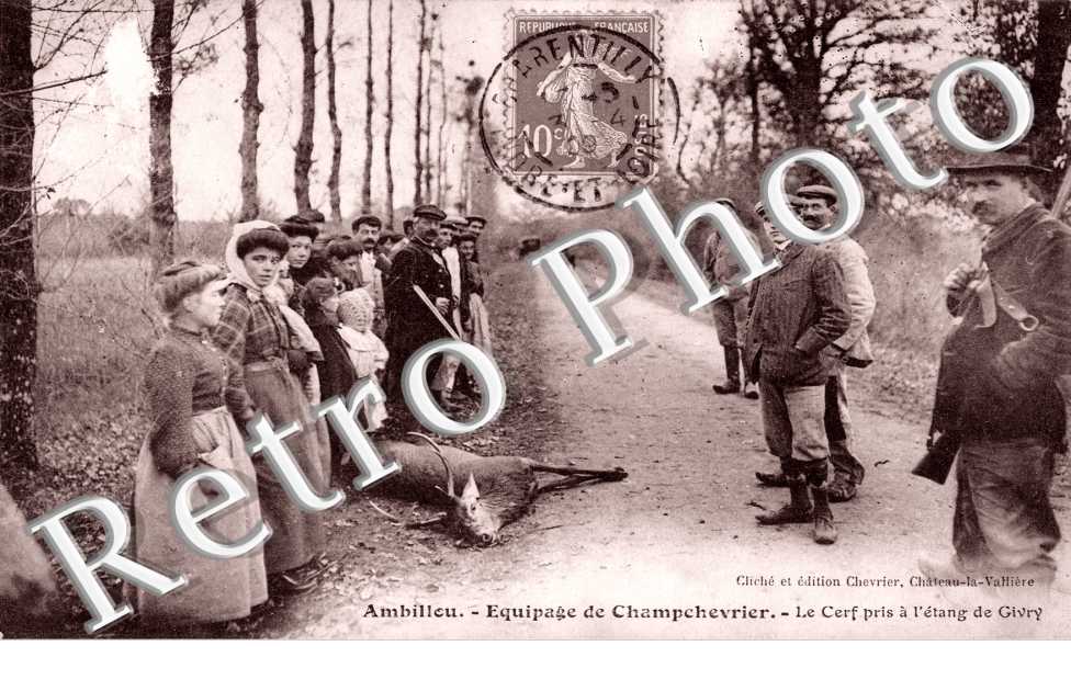 l'Equipage de Champchevrier - le Cerf pris a l'Etang de Givry