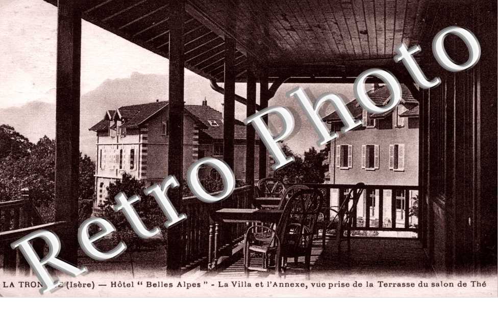 Hotel "Belles Alpes" la villa et l'annexe, vue prise de la terrasse du salon de the