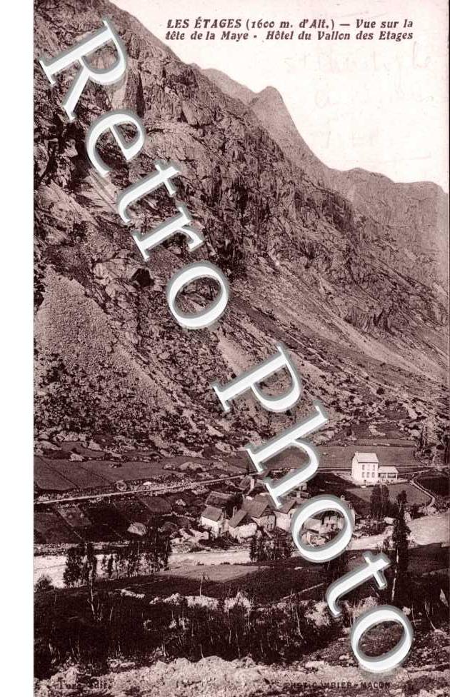 Vue sur la Tete de la Maye et Hotel du Vallon des Etages