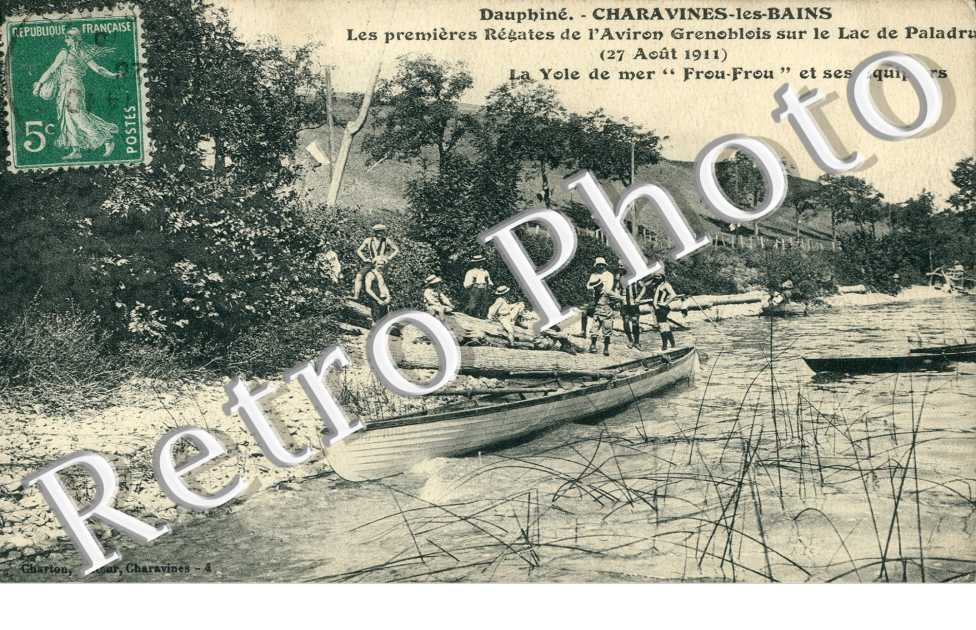 La Yole de mer "Frou-Frou" et ses équipiers - 1ères regates de l'Aviron Grenoblois sur le lac de Paladru