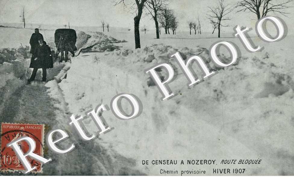 de censeau a nozeroy route bloquee, chemin provisoire hiver 1907