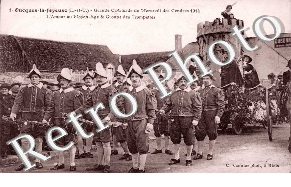 grande cavalcade du mercredi des cendres 1914, l'amour au moyen age et groupe des trompettes