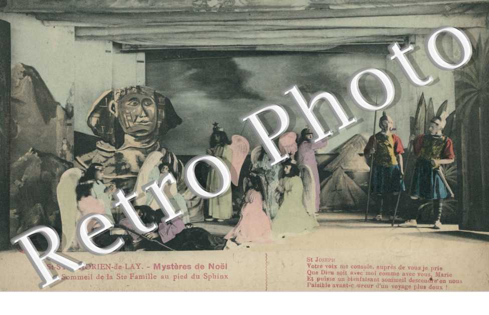 mysteres de noël, sommeil de la ste famille au pied du sphinx (couleur)