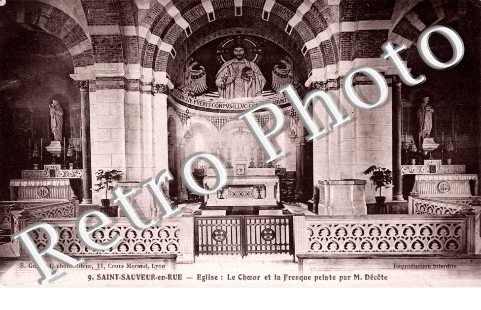 eglise, le choeur et la fresque peinte par M.Decote