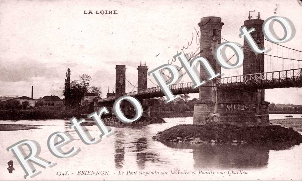 le Pont suspendu sur la Loire et Puilly-sous-Charlieu