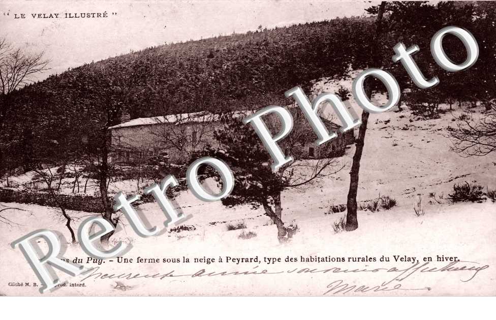 Une ferme sous la Neige a Peyrard, Type d'habitation rurale du Velay, Environs du Puy