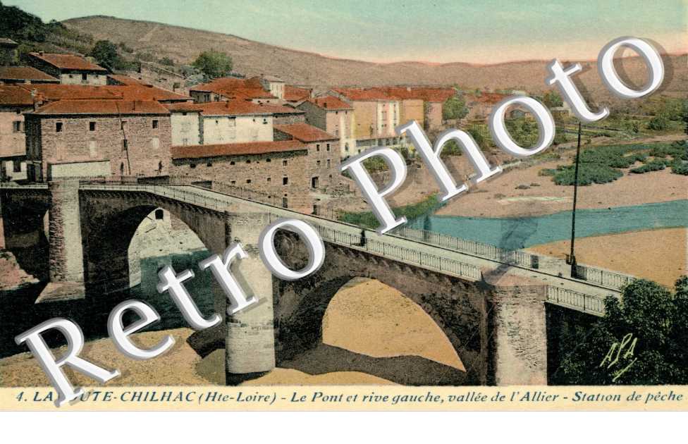 le pont et rive gauche vallee de l'allier station de peche (couleur)