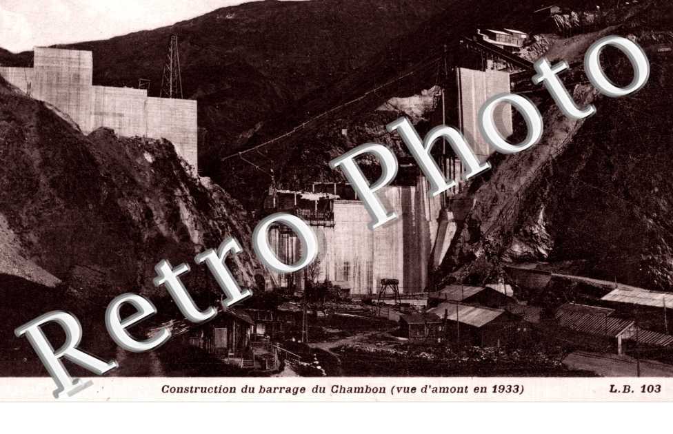 construction du barrage du chambon (vue d'amont en 1933)