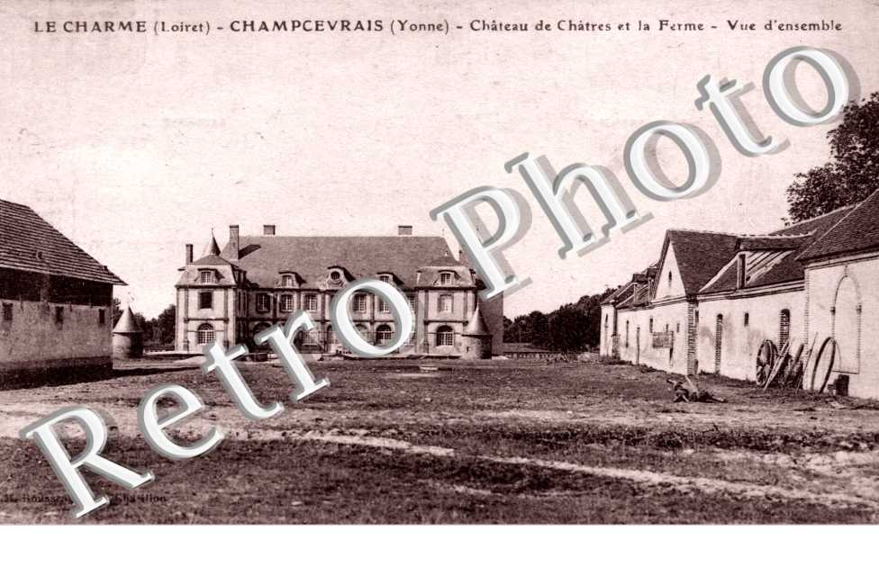Champcevrais, chateau de Chatres et la ferme, vue d'ensemble