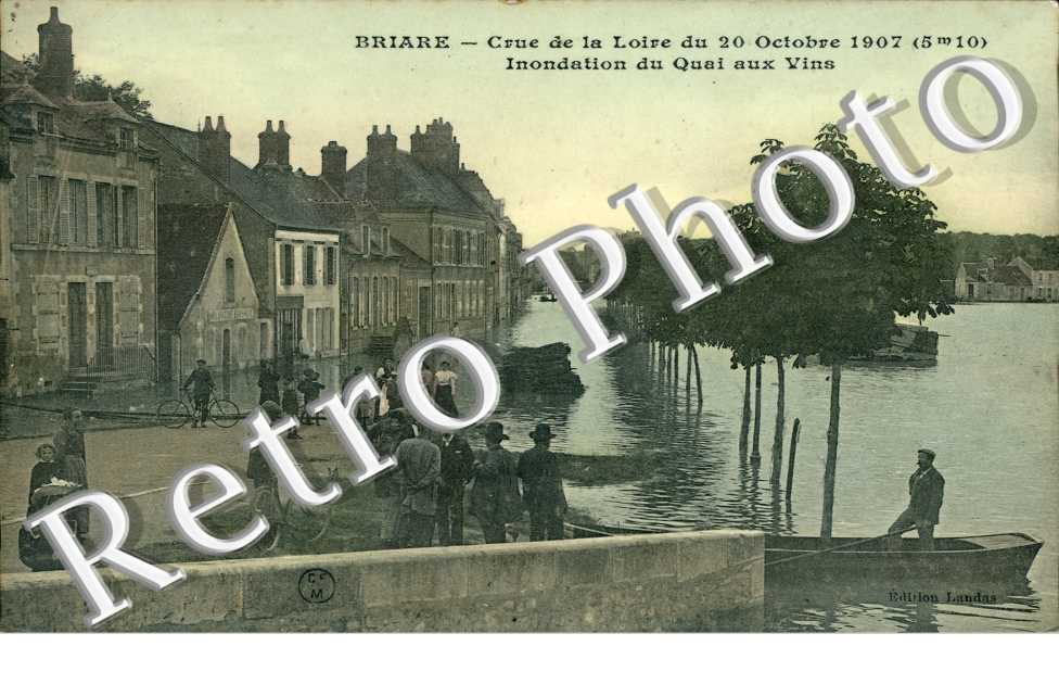 crue de la loire du 20 octobre 1907 inondation du quai aux vins (couleur)