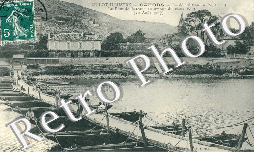 la Demolition du Pont Neuf 20 aout 1907, le Pont des Bateaux en amont du Vieux Pont