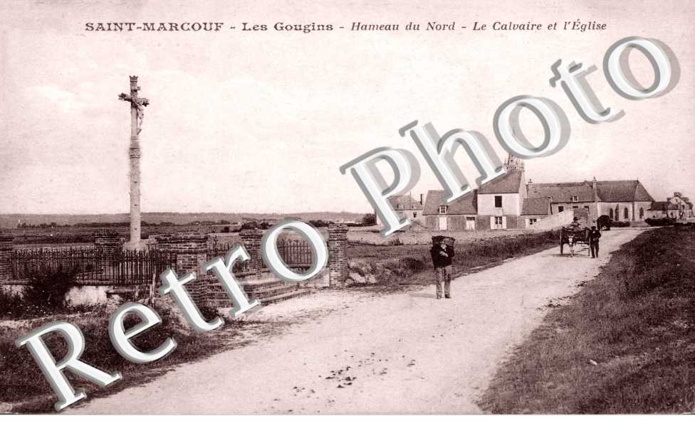 Les Gougins - hameau - calvaire et eglise