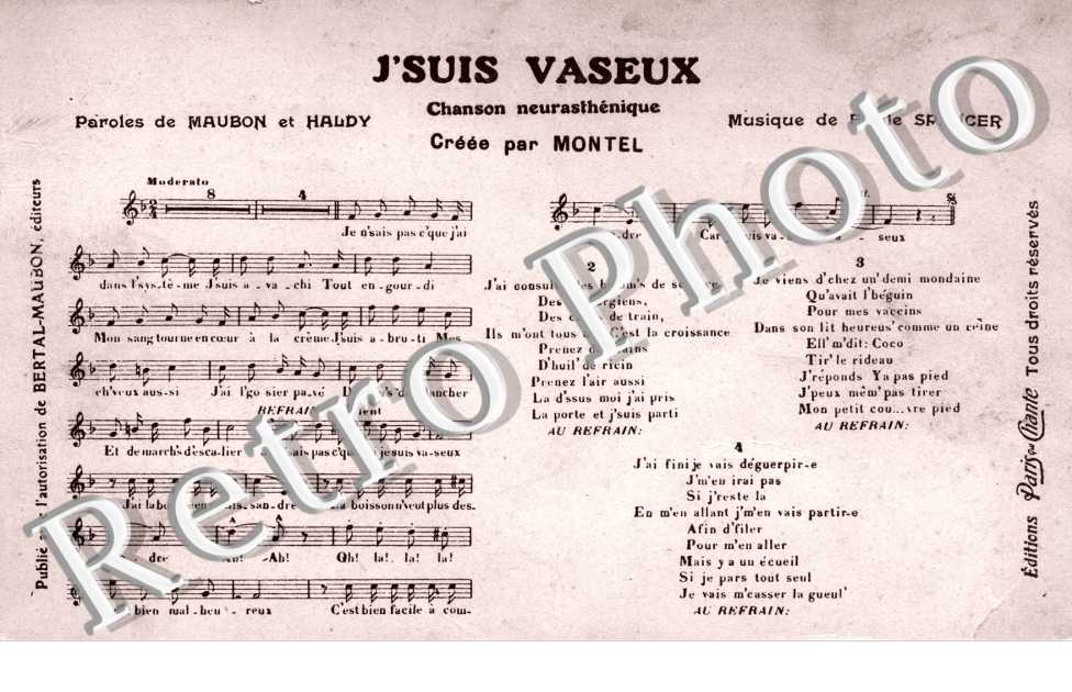 ''J'suis vaseux'', Chanson neurasthenique