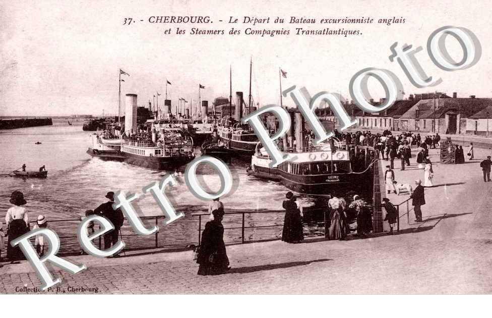 Le Depart du Bateau excursionniste anglais et les Steamers des Compagnies Transatlantiques