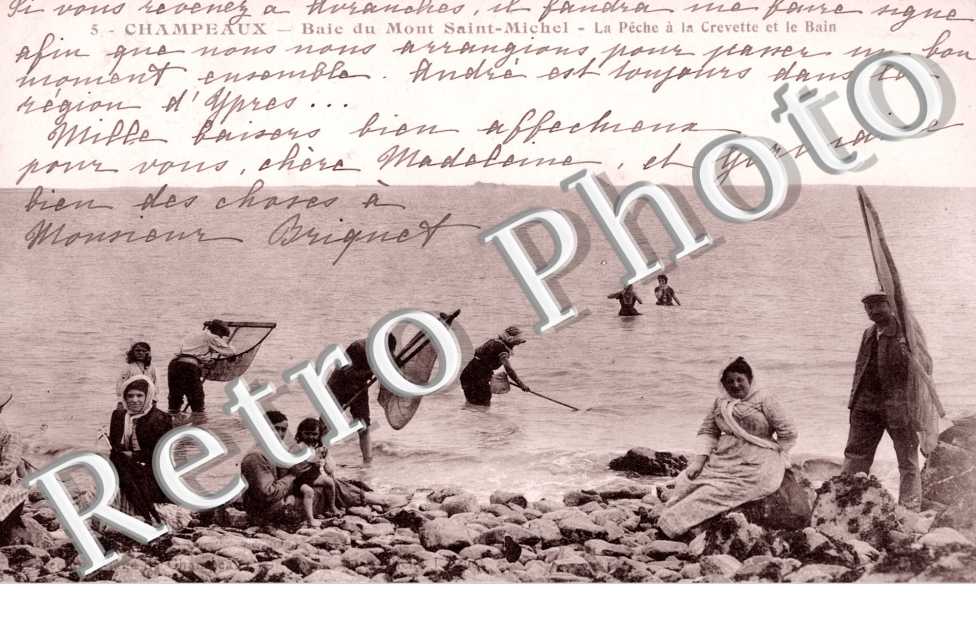 baie du Mont Saint-Michel, la peche a la crevette et le bain