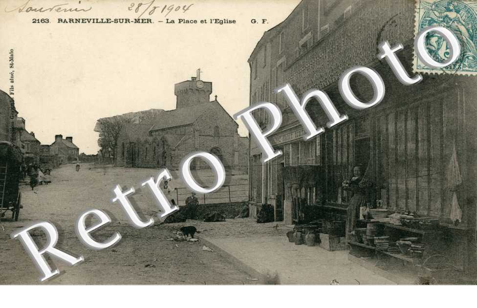 Barneville - la place et l'eglise