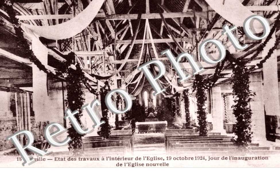 etat des travaux a l'interieur de l'eglise, 19 octobre 1924, jour de l'inauguration