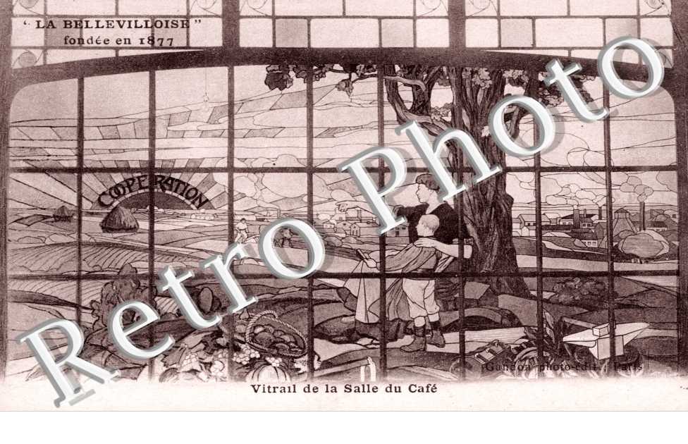 Vitrail de la salle du cafe "la Bellevilloise"