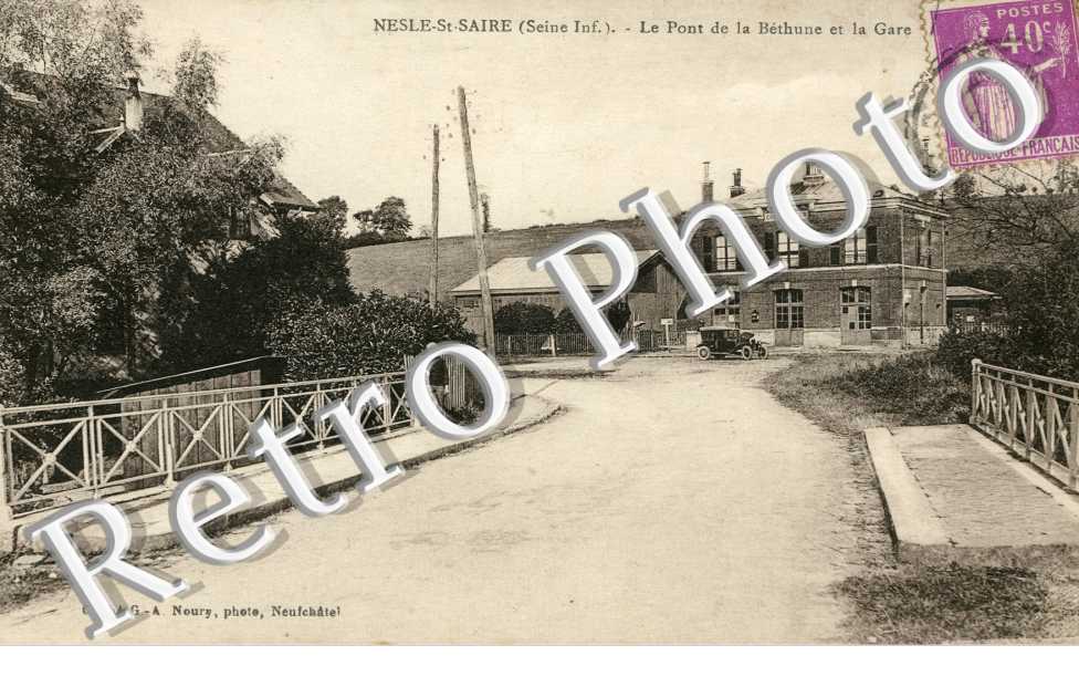 NESLE-SAINT-SAIRE. le Pont de la Bethune et la Gare, Nesle-Saint-Saire