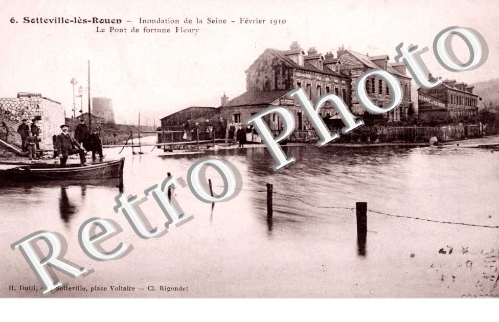 Inondations de la Seine, Fevrier 1910, le Pont de Fortune Henry
