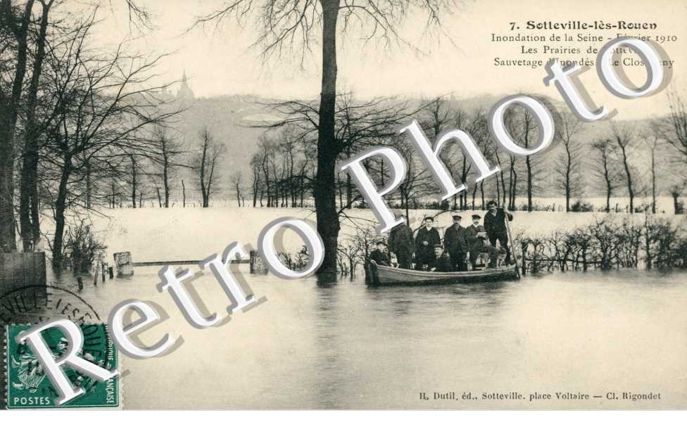 Inondations de la Seine, Février 1910, les Prairies de Sotteville, le Clos Meny