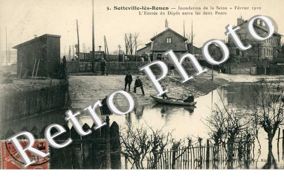 Inondations de la Seine, Fevrier 1910, l'Entree du Depot entre les deux Ponts