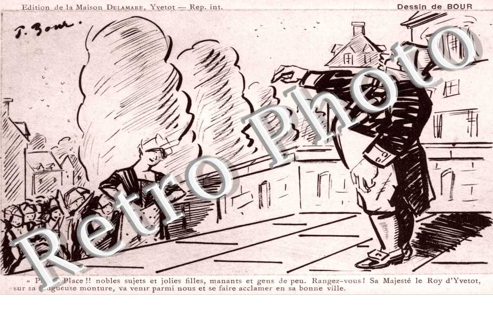 Dessin de Bour qui annonce l'arrivee du "Roy d'Yvetot"