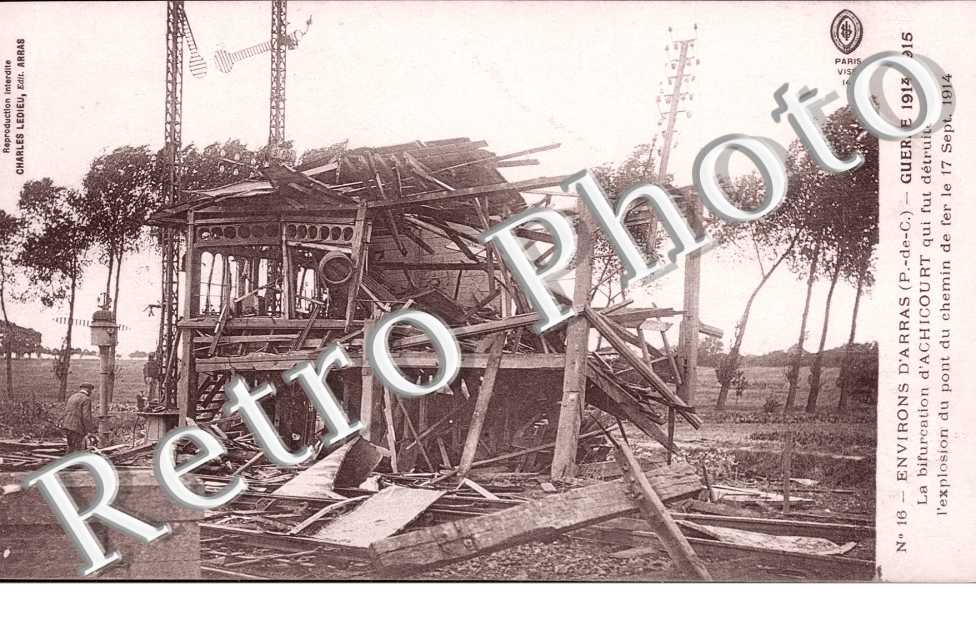 la bifurcation d'Achicourt detruite par l'explosion du pont de chemin de fer