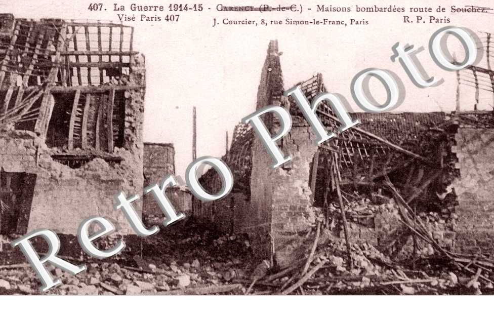 maisons bombardees, route de Souchez